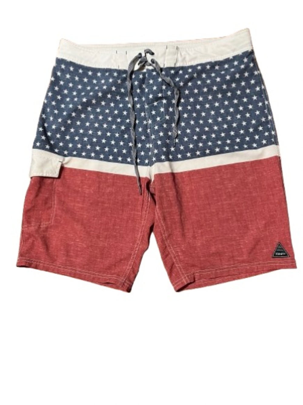 Trinity Board Shorts Men's Patriotic Red & Blue Swim Trunks -Size 34